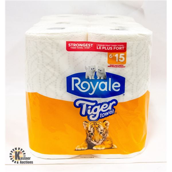 NEW ROYALE TIGER TOWEL - 6 ROLLS - 2 PLY