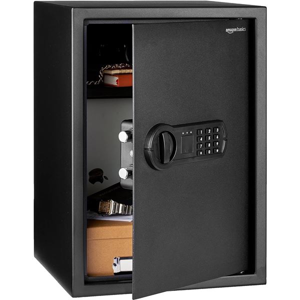 NEW AMAZON BASICS STEEL HOME SECURITY SAFE