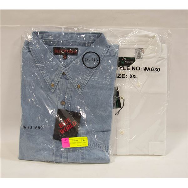 NEW MENS SHIRTS 1DENIM/1WHITE SIZE 2XL