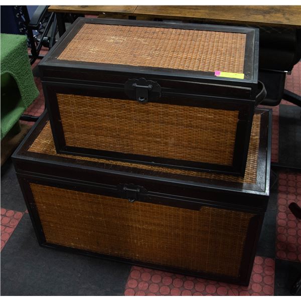 2 METAL/WICKER LOCKABLE CHESTS