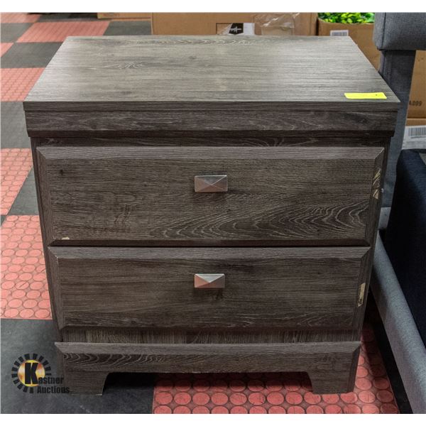 PAIR OF FAUX WOOD 2 DRAWER BEDSIDE TABLES