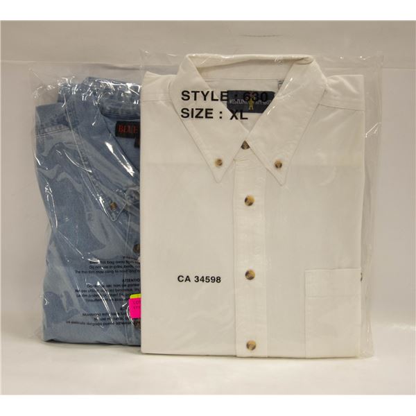 NEW MENS SHIRTS 1DENIM/1WHITE SIZE XL