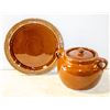 Image 1 : 2 SUNBURST POTTERY 1 BEAN POT & 1 PLATE