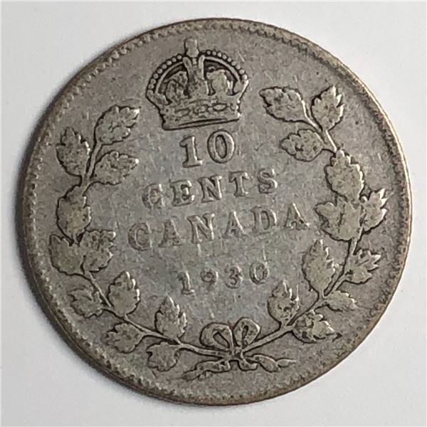 Canadian .10 Cent Dime 1930