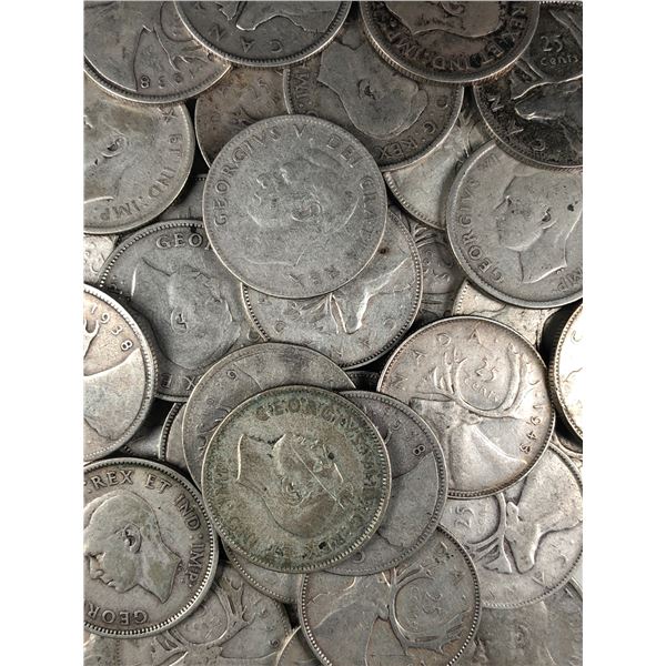 One Roll of King George Circulated Quarters