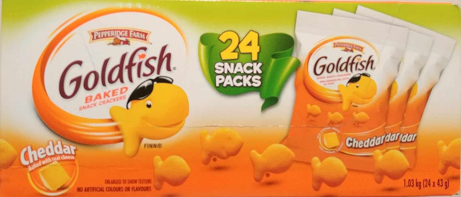 NEW CASE WITH 24 PACKS OF GOLDFISH CHEDDAR SNACK