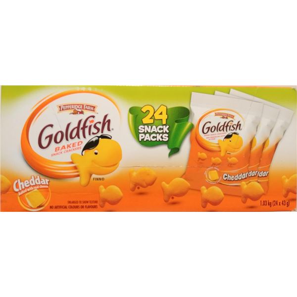 NEW CASE WITH 24 PACKS OF GOLDFISH CHEDDAR SNACK