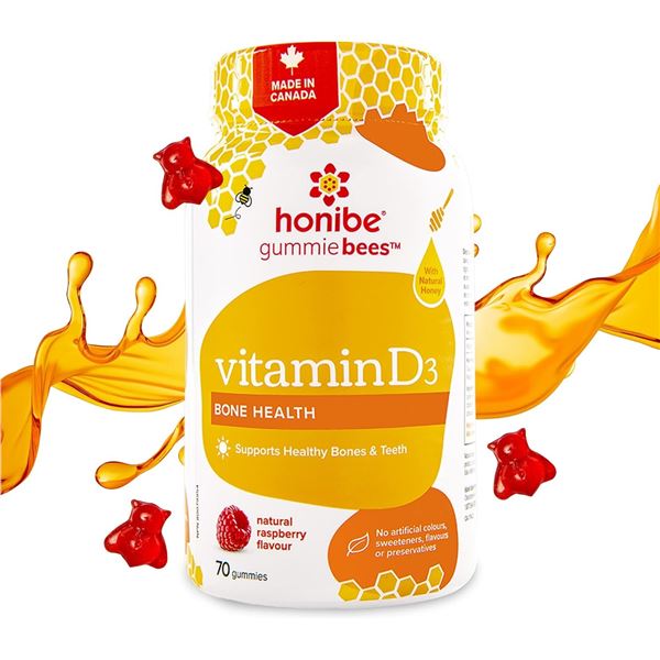 NEW BOTTLE OF 70 HONIBE GUMMIE BEES VITAMIN D