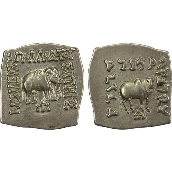 BACTRIA: Apollodotos I, ca. 180-160 BC, AR drachm (2.41g), Choice VF