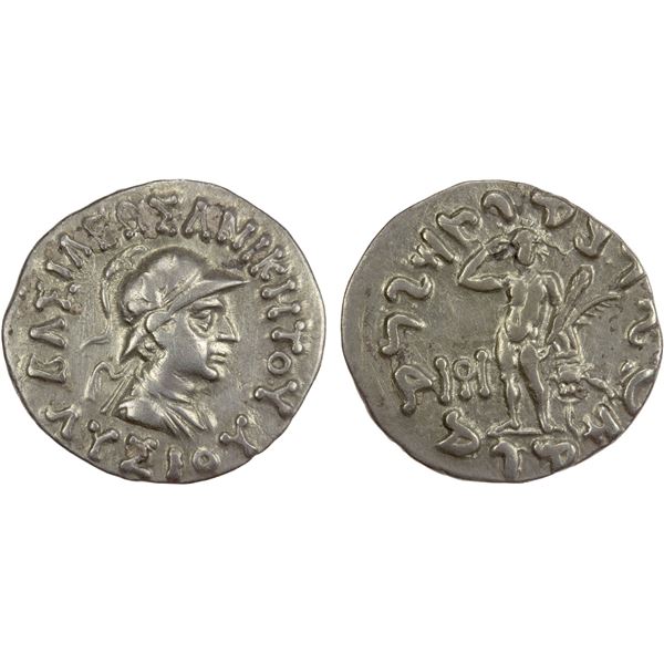 BACTRIA: Lysias, ca. 120-110 BC, AR drachm (2.36g), Choice VF