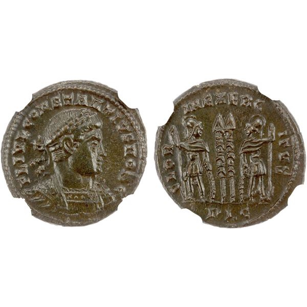 ROMAN EMPIRE: Constantine II, as caesar, 324-337, AE follis (2.35g), Lugdunum, 330-331 AD, NGC Mint