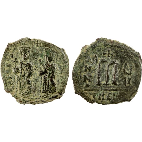 BYZANTINE EMPIRE: Phocas, 602-610, AE follis (10.67g), Antioch mint, Choice VF