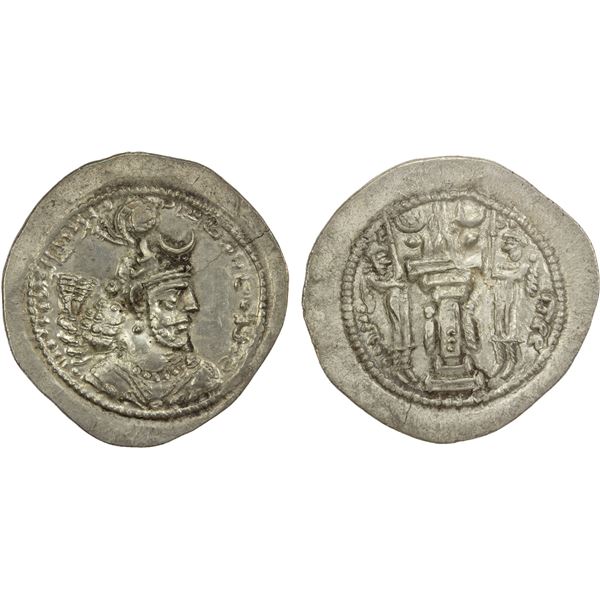 SASANIAN KINGDOM: Yazdigerd I, 399-420, AR drachm (3.96g), AS (the Treasury mint), bold EF