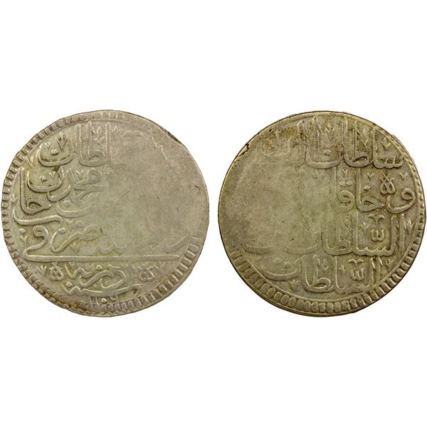 TURKEY: Mustafa II, 1695-1703, AR kurush (19.17g), Edirne, AH1106, Fine