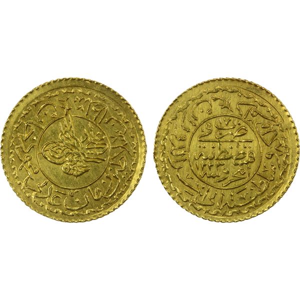 TURKEY: Mahmud II, 1808-1839, AR new adli altin (1.63g), Kostantiniye, AH1223 year 17, Unc