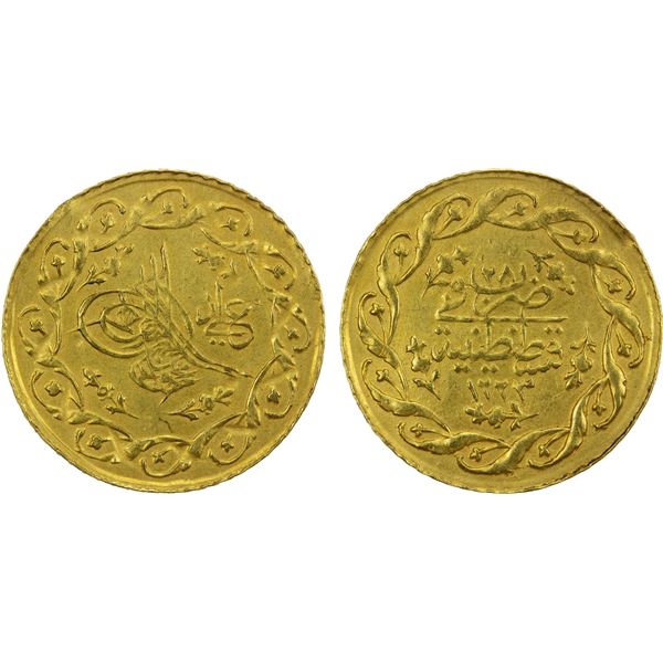 TURKEY: Mahmud II, 1808-1839, AV cedid mahmudiye (1.59g), Kostantiniye, AH1223 year 27, VF-EF