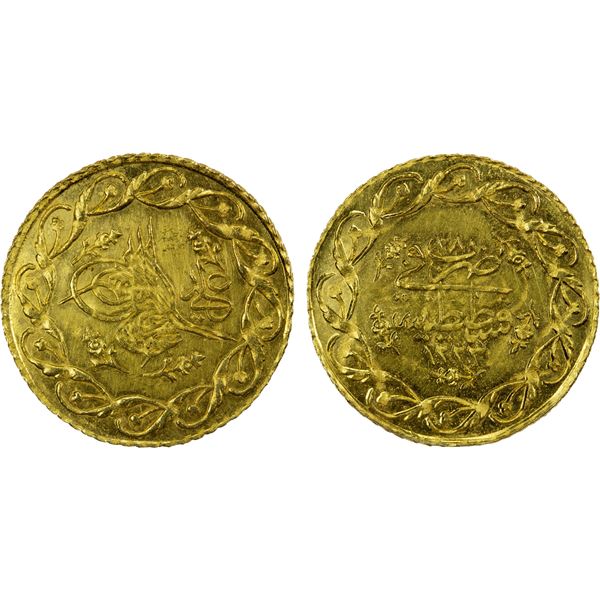 TURKEY: Mahmud II, 1808-1839, AR cedid mahmudiye (1.63g), Kostantiniye, AH1223 year 28, Unc
