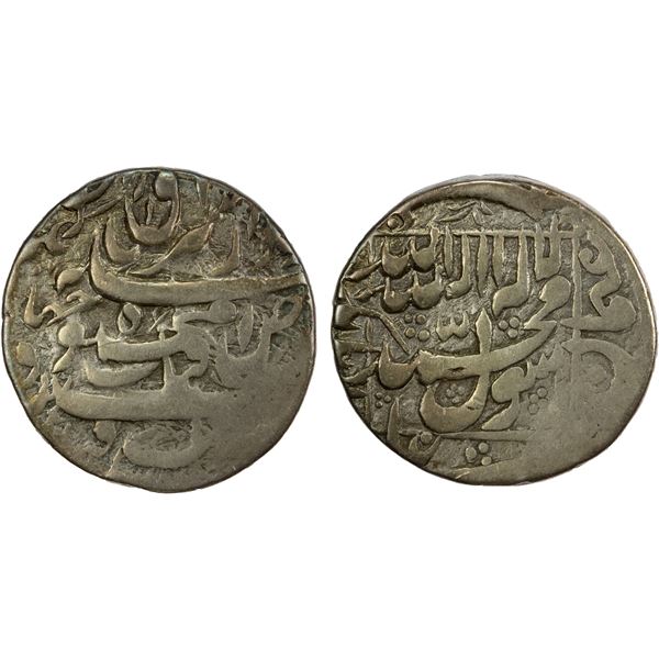 HOTAKI: Mahmud Shah, 1722-1724, AR rupi (11.21g), Qandahar, ND, crude F-VF
