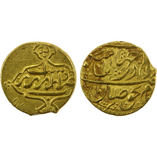 ZAND: Karim Khan, 1753-1779, AV ½ mohur (5.41g), Rasht, AH1191, choice VF