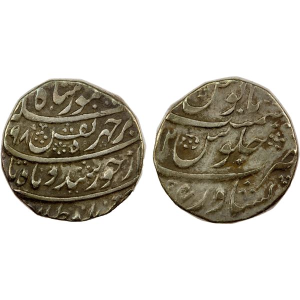 DURRANI: Taimur Shah, 1772-1793, AR rupee, Peshawar, AH(11)98 year 12, bold VF