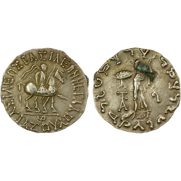 INDO-SCYTHIAN: Azes I, ca. 58-12 BC, AR tetradrachm (8.94g), Hazara, EF