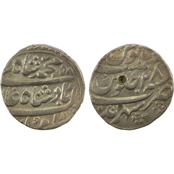 MUGHAL: Muhammad Shah, 1719-1748, AR rupee (11.28g), Sahrind, AH1158 year 28, VF-EF