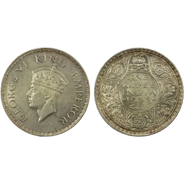 BRITISH INDIA: George VI, 1936-1947, AR rupee, 1938(b), Unc
