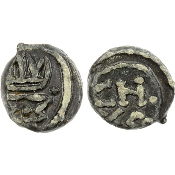 DANISH INDIA: Frederick III, 1648-1670, lead cash (3.11g), Tranquebar, 1650, VF