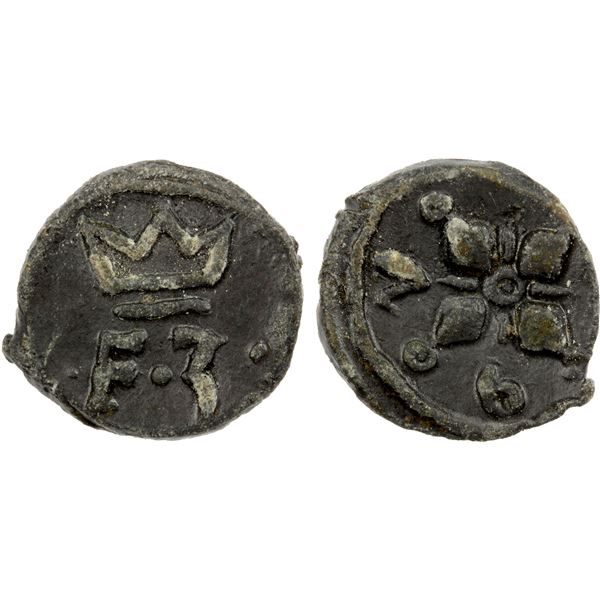 DANISH INDIA: Frederick III, 1648-1670, lead cash (2.61g), Tranquebar, ND, AU