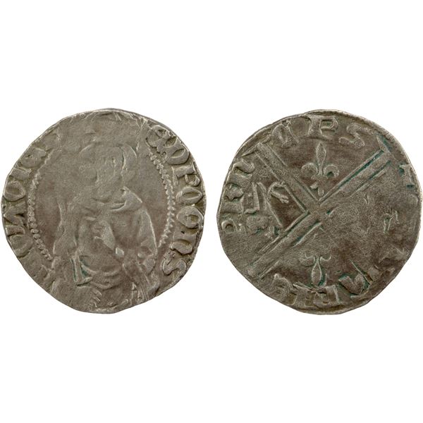 ENGLAND/FRANCE: ANGLO-GALLIC: Edward the Black Prince, 1362-1372, AR Hardi d'Argent (1.01g), ND, VF