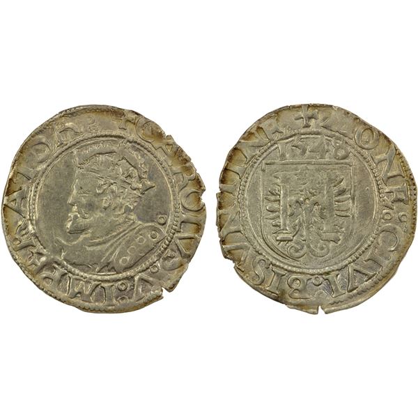 FRANCE: BESANÇON: Charles V, 1519-1556, AR carolus, 1547, EF