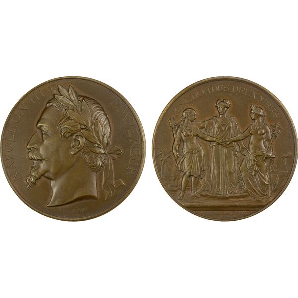 FRANCE: Napoleon III, 1852-1870, AE medal, 1864, Unc