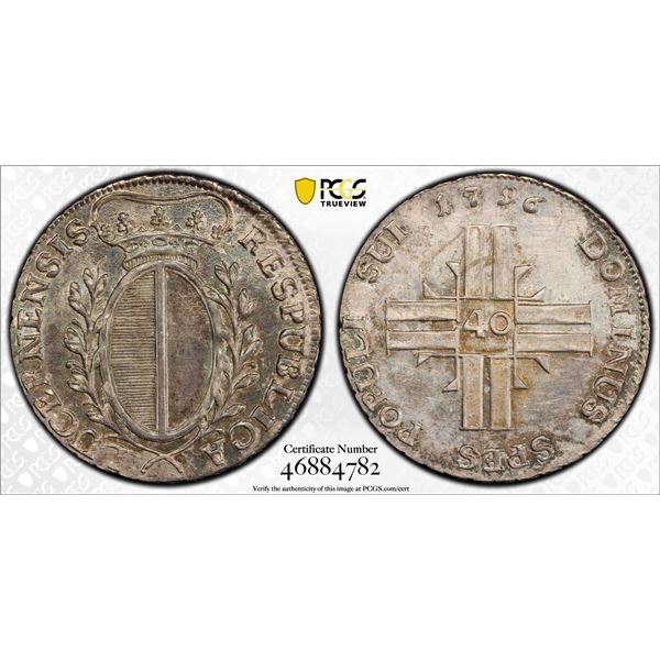 LUZERN: Republic, 1648-1798, AR 40 kreuzer, 1796, PCGS MS62