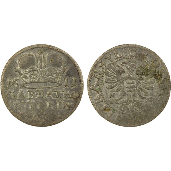 TRANSYLVANIA: Gabriel Bathori, 1608-1613, AR groschen (1.53g), Nagybanya, 1611-NB, AU