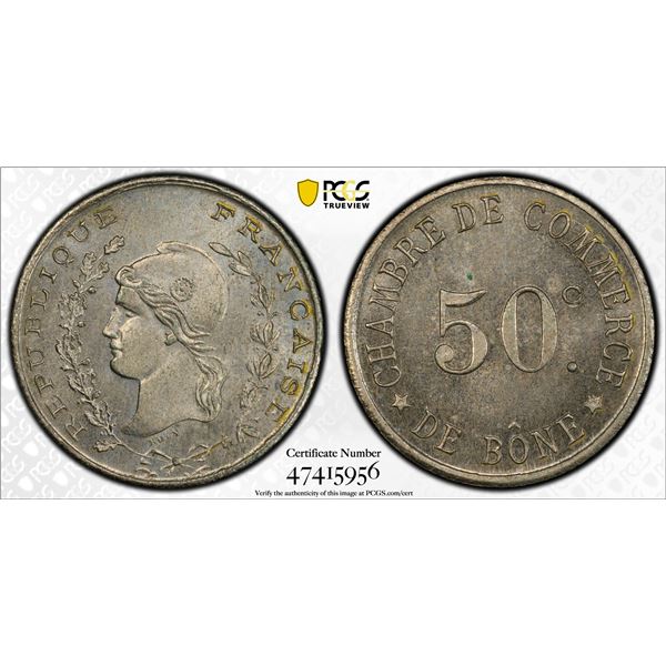 ALGERIA: 50 centimes, Bône, ND (1915), PCGS Specimen 64
