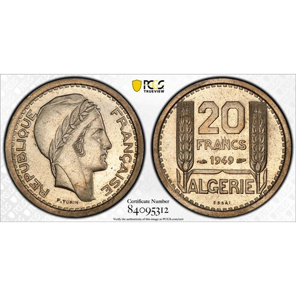 ALGERIA: French Occupation, 20 francs, 1949, PCGS Specimen 64