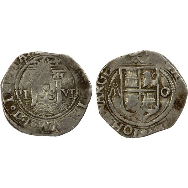 MEXICO: Carlos and Johanna, 1516-1556, AR real (3.46g), ND (1542-55)-Mo, VF