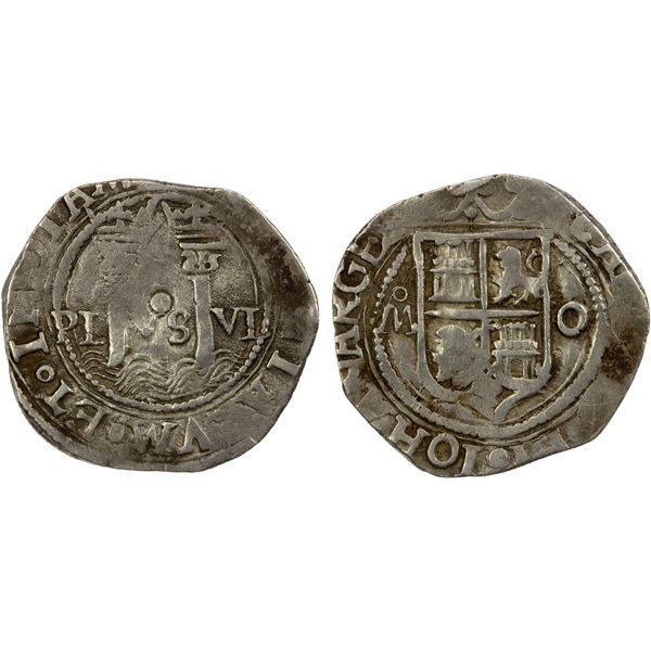 MEXICO: Carlos and Johanna, 1516-1556, AR real (3.46g), ND (1542-55)-Mo, VF