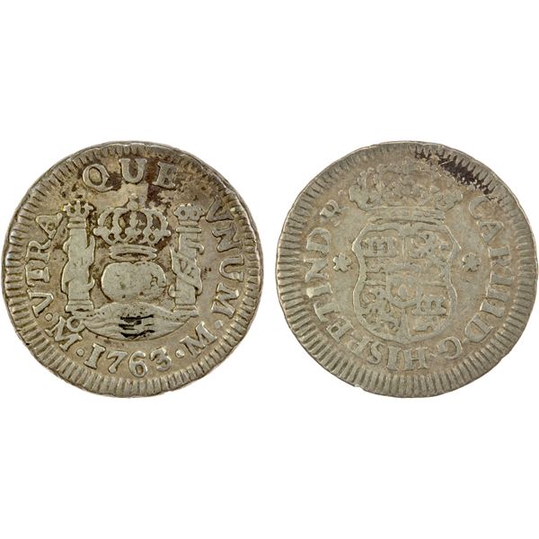 MEXICO: Carlos III, 1759-1788, AR ½ real, Mexico City, 1763-Mo, F-VF