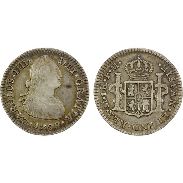 MEXICO: Carlos IV, 1788-1808, AR real, 1799-Mo, VF