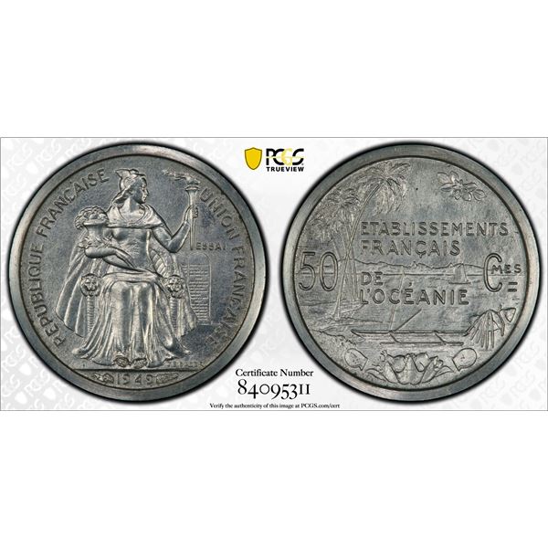 FRENCH OCEANIA: French Overseas Territory, 50 centimes, 1949, PCGS Specimen 66