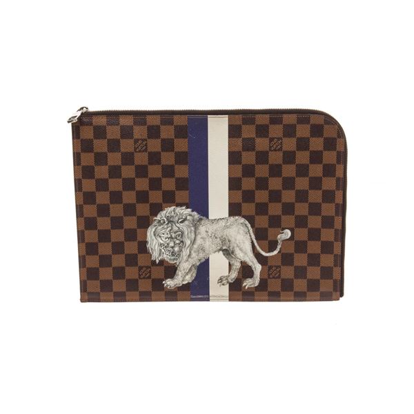 Louis Vuitton Brown Damier Ebene Lion Chapman Pochette Jour GM