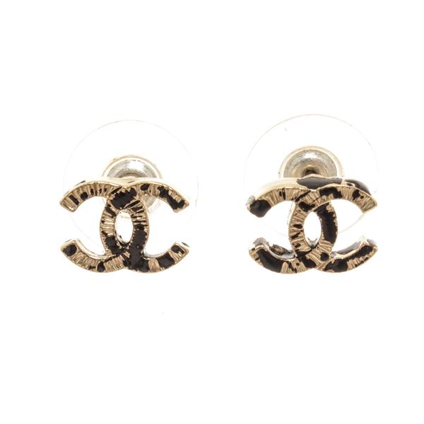 Chanel Gold Classic Cc Crystal Earrings