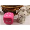 Image 4 : Wicker Basket, (4) Lanterns, Misc.