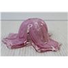 Image 3 : Hand Blown Art Glass Vase/Dish w/Pink & White Swirls
