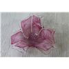 Image 4 : Hand Blown Art Glass Vase/Dish w/Pink & White Swirls