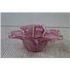 Image 5 : Hand Blown Art Glass Vase/Dish w/Pink & White Swirls