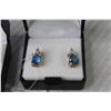 Image 2 : Matching Set of Pear Shaped Glass Blue Topaz - Ring & Earrings (Size 7 Ring)