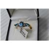 Image 4 : Matching Set of Pear Shaped Glass Blue Topaz - Ring & Earrings (Size 8 Ring)