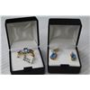Image 5 : Matching Set of Pear Shaped Glass Blue Topaz - Ring & Earrings (Size 8 Ring)